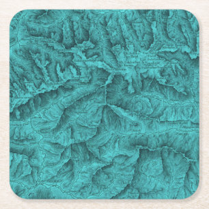 Mountain Topographic Map Blue Kartonnen Onderzetters