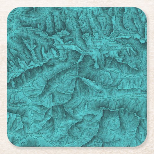 Mountain Topographic Map Blue Kartonnen Onderzetters (Voorkant)