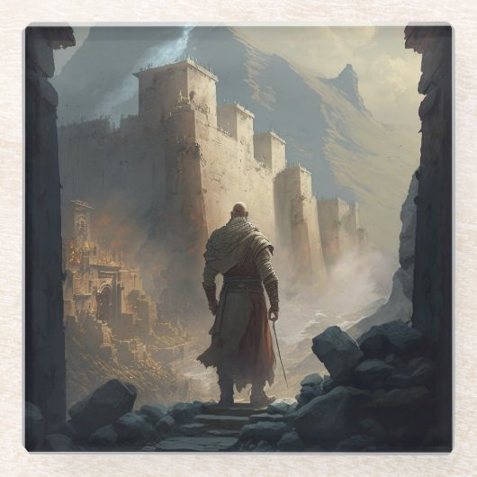 Mountain Town Siege Glazen Onderzetter (Voorkant)