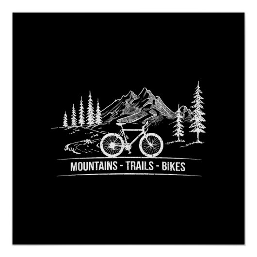 Mountain Trail Bikes - Fietser Fietser Fiets Perfect Poster (Voorkant)