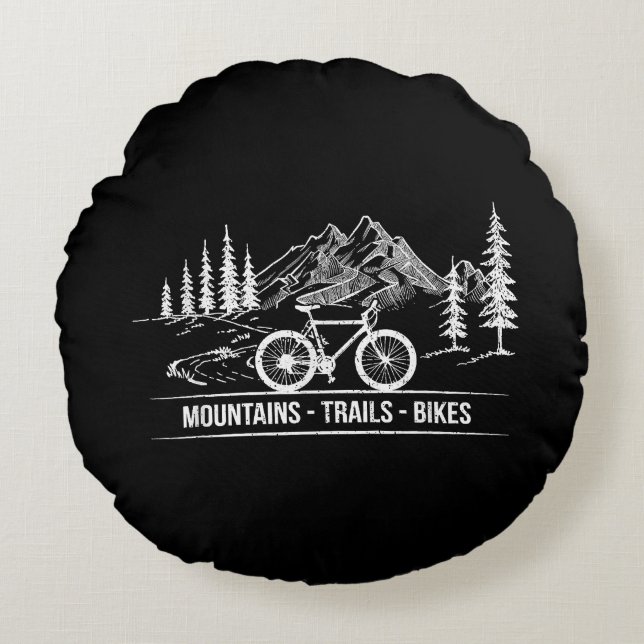 Mountain Trail Bikes - Fietser Fietser Fiets Rond Kussen (Voorkant)