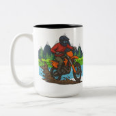 Mountain Trail Dirt Biker Tweekleurige Koffiemok (Links)