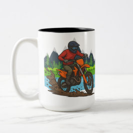 Mountain Trail Dirt Biker Tweekleurige Koffiemok