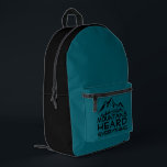 Mountain Trail Humor  black blue Backpack Bedrukte Rugzak<br><div class="desc">Hey! Want a backpack that's as amazing as you? Check out this super cool black hiking backpack! The bright orange side panels give it a fun, vibrant look, and the front pocket features an adorable mountain design with the saying "Mountains Heard Everything" – how cute is that? Seriously, this backpack...</div>