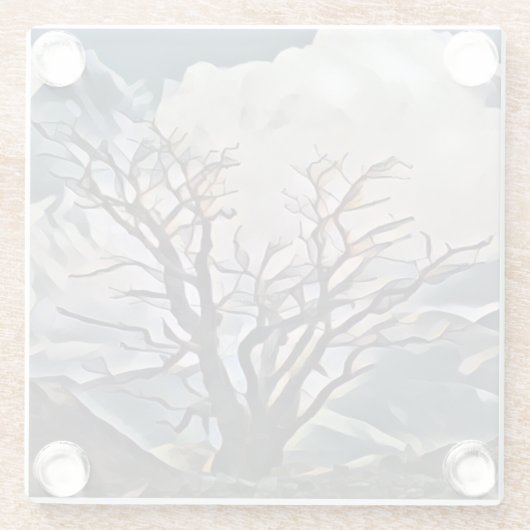 MOUNTAIN TREE GLAZEN ONDERZETTER (Achterkant)