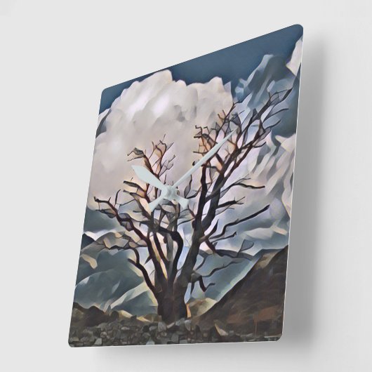 MOUNTAIN TREE VIERKANTE KLOK (Hoek)