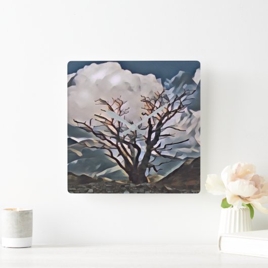 MOUNTAIN TREE VIERKANTE KLOK (Huis)