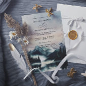 Mountain Trees Pine Rustic Budget QR Code Wedding Kaart