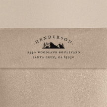 Mountain & Trees Rustic Family Name Return Address