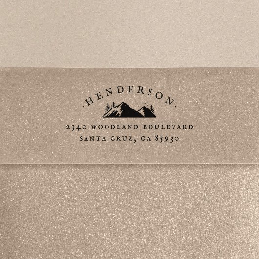 Mountain & Trees Rustic Family Name Return Address Rubberstempel
