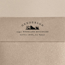 Mountain & Trees Rustic Family Name Return Address Zelfinktende Stempel