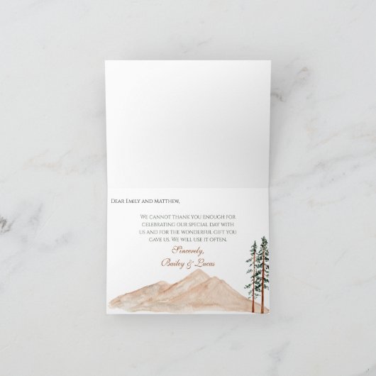 Mountain Uitzicht bruiloft dank u kaarten Notitiekaartje (Binnen)