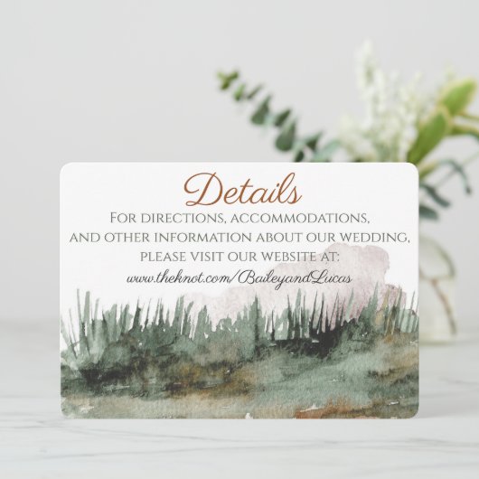 Mountain Uitzicht bruiloft details Kaart (Staand voorkant)