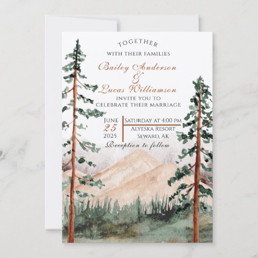 Mountain Uitzicht bruiloft uitnodigingen (Voorkant)