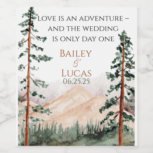 Mountain Uitzicht bruiloft wijnlabels Wijn Etiket (Enkel label)