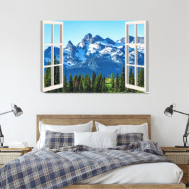 Mountain Uitzicht Fake Window Home Kantoor Canvas Afdruk