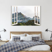 Mountain Uitzicht Fake Window Home Kantoor Canvas Afdruk (Insitu (Slaapkamer))