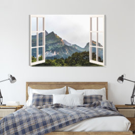 Mountain Uitzicht Fake Window Home Kantoor Canvas Afdruk