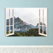 Mountain Uitzicht Fake Window Home Kantoor Canvas Afdruk (Insitu (Houten vloer))