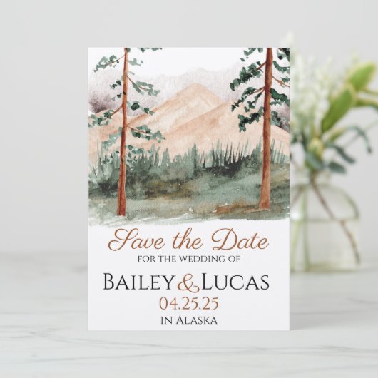 Mountain Uitzicht Save the Date (Staand voorkant)