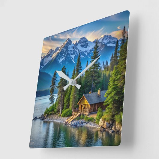 Mountain Uitzicht Wall Clock Vierkante Klok (Hoek)