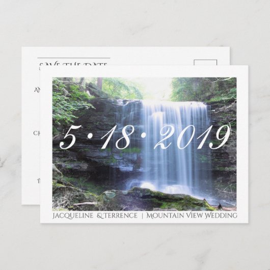 Mountain Uitzicht Waterval Save the Date Aankondigingskaart (Voorkant / Achterkant)