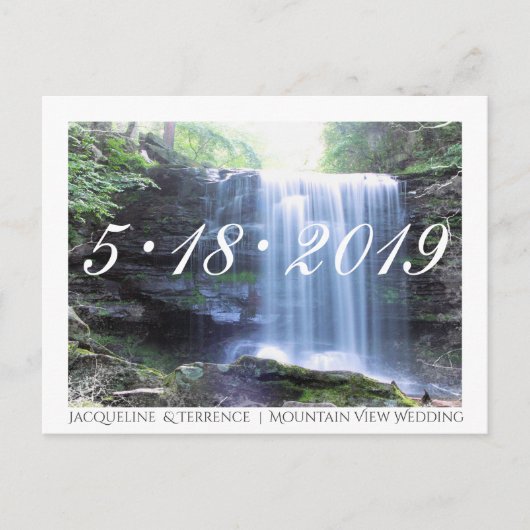 Mountain Uitzicht Waterval Save the Date Aankondigingskaart (Voorkant)