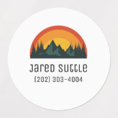 Mountain Uitzichten Circle Sticker Naam Labels (Design 2)