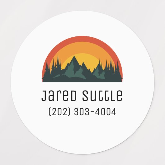 Mountain Uitzichten Circle Sticker Naam Labels (Design 2)