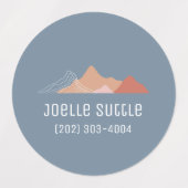 Mountain Uitzichten Circle Sticker Naam Labels (Design 1)