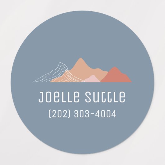 Mountain Uitzichten Circle Sticker Naam Labels (Design 1)