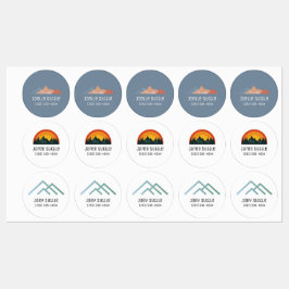 Mountain Uitzichten Circle Sticker Naam Labels