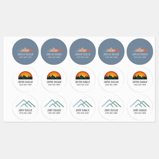Mountain Uitzichten Circle Sticker Naam Labels (Vel)