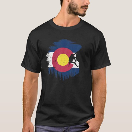 Mountain US Colorado Flag Boulder Rock Cli T-shirt (Voorkant)