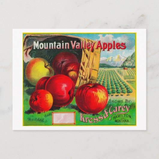 Mountain Valley Apple LabelHamilton, MT Briefkaart (Voorkant)