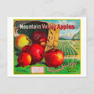 Mountain Valley Apple LabelHamilton, MT Briefkaart