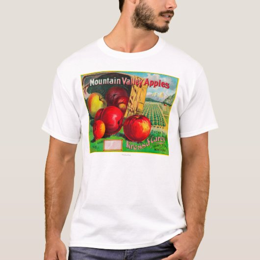 Mountain Valley Apple LabelHamilton, MT T-shirt (Voorkant)