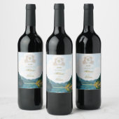 Mountain Valley View Wedding Wine Label Wijn Etiket (Flessen)
