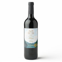 Mountain Valley View Wedding Wine Label