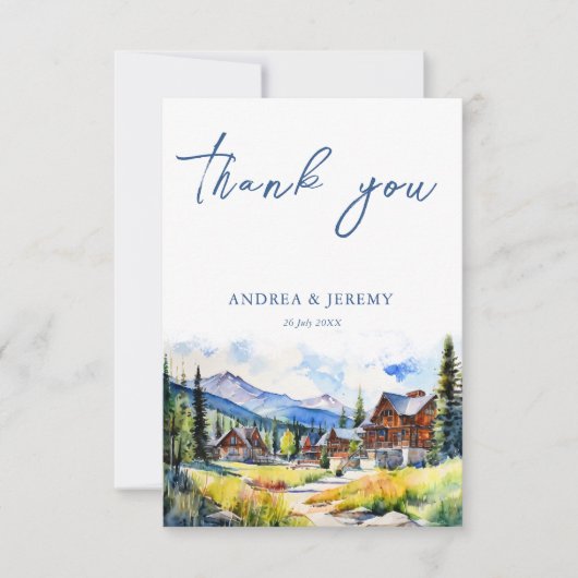 Mountain Village Colorado zomerlandschap bruiloft Bedankkaart (Voorkant)
