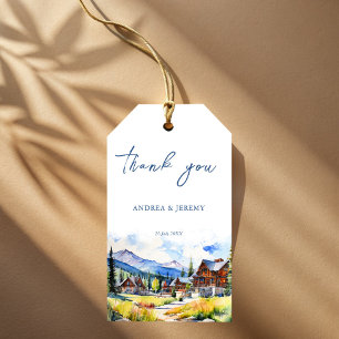Mountain Village Colorado zomerlandschap bruiloft Cadeaulabel