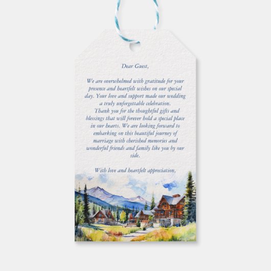 Mountain Village Colorado zomerlandschap bruiloft Cadeaulabel (Achterkant)