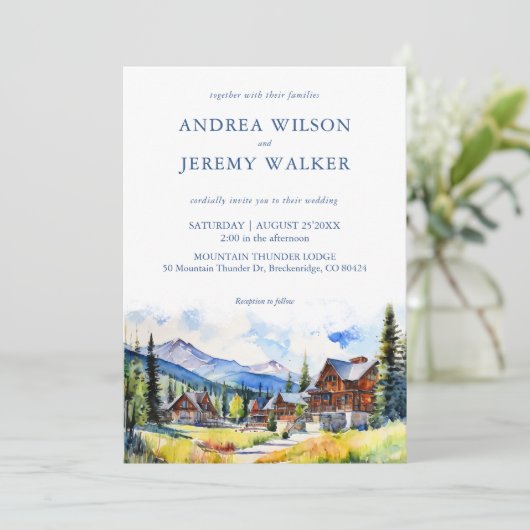 Mountain Village Colorado zomerlandschap bruiloft Kaart (Staand voorkant)