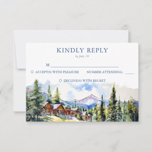 Mountain Village Colorado zomerlandschap bruiloft RSVP Kaartje (Voorkant)