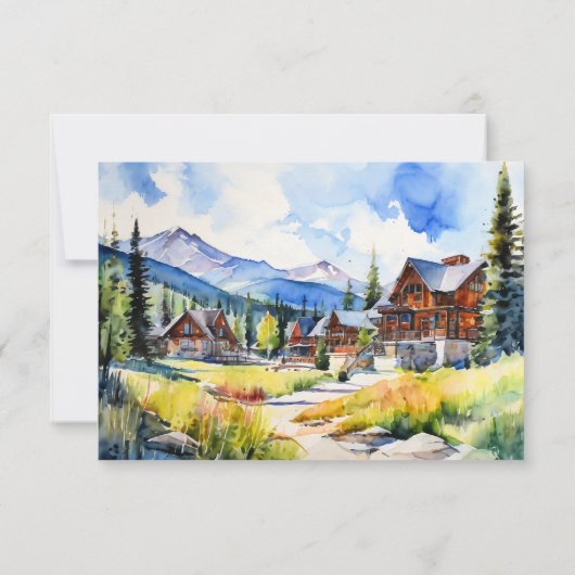 Mountain Village Colorado zomerlandschap bruiloft RSVP Kaartje (Achterkant)