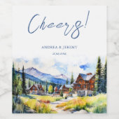 Mountain Village Colorado zomerlandschap bruiloft Wijn Etiket (Enkel label)