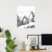 Mountain Village - Ink Poster (Thuiskantoor)