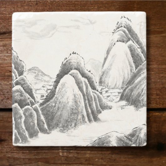Mountain Village - Ink Stenen Onderzetter