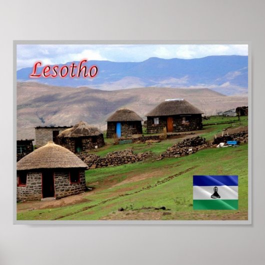 Mountain Village - Lesotho - Panorama - Poster (Voorkant)