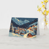 Mountain Village met feestelijke verlichting Kaart (Gele Bloem)
